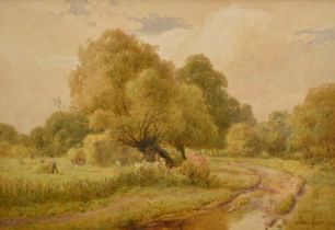 Thomas Pyne (1843-1935) pair of watercolours - Fenn Lane, Dedham and the River Stour at Dedham, both