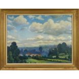 Paul Earee (1888-1968) oil on board - Extensive Landscape, signed, 59cm x 79cm, framed