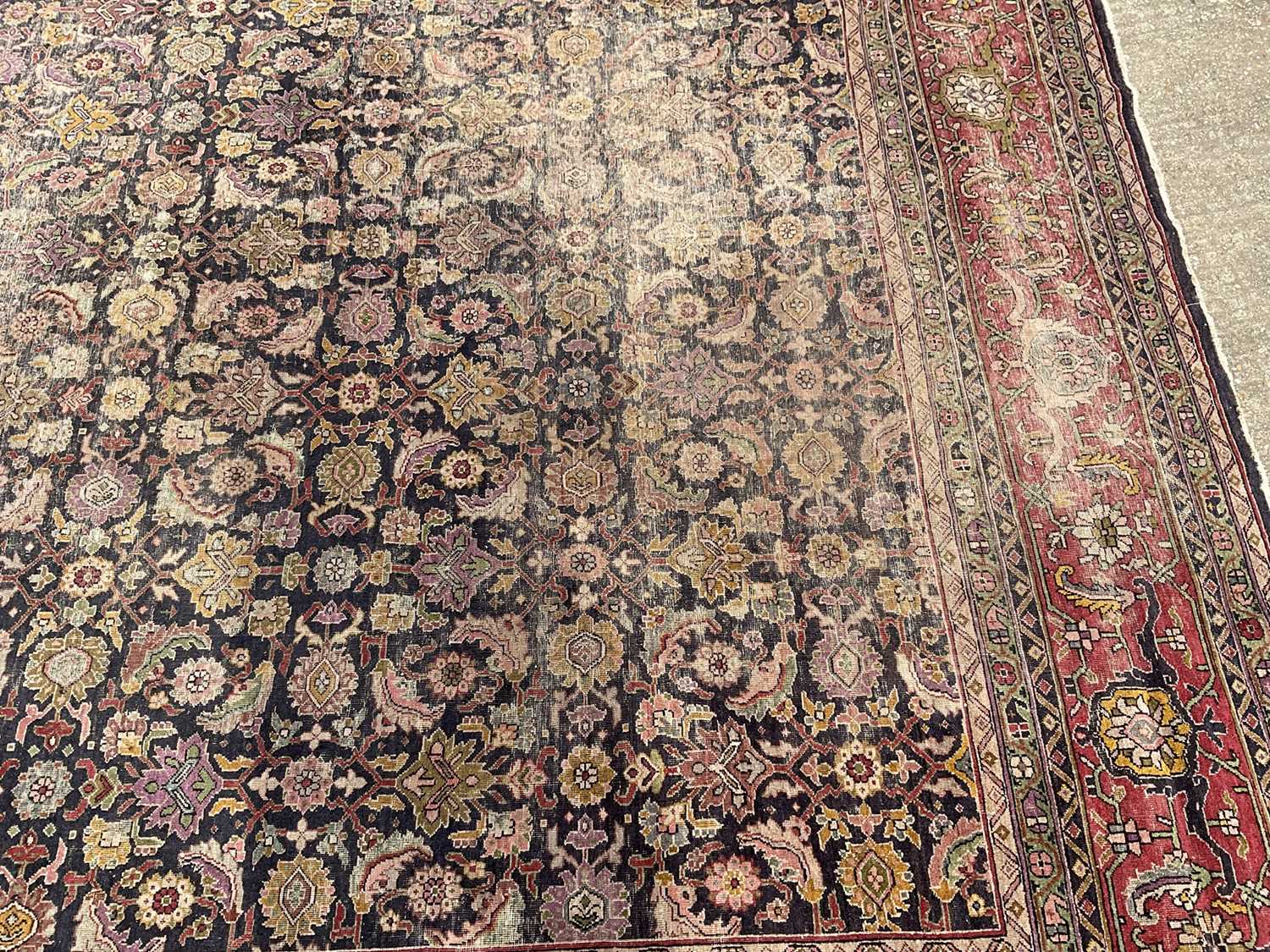 Good early Persian Bijar carpet, with allover floral knotwork on midnight blue ground, 400 x 300cm - Image 5 of 21