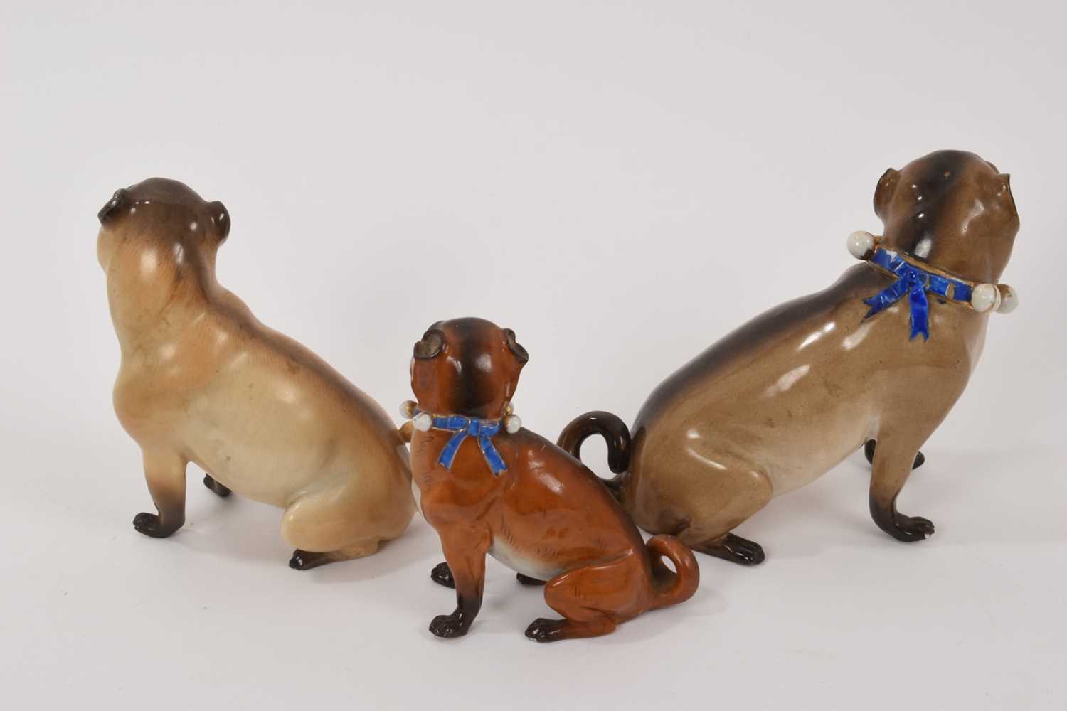 Meissen pug and two similar pugs - Image 4 of 8