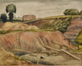 Joseph Robinson (1910-1986) watercolour - 'Brick Fields Colchester', signed and dated '32, 27.5cm x