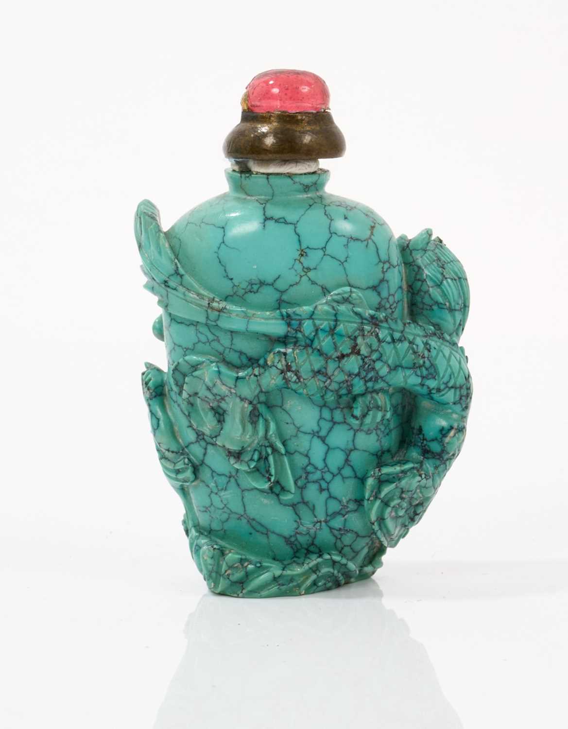 Carved lapis snuff bottle - Image 3 of 6