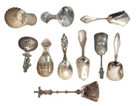 Collection of 19th/20th century Dutch and other Continental silver and white metal caddy spoons