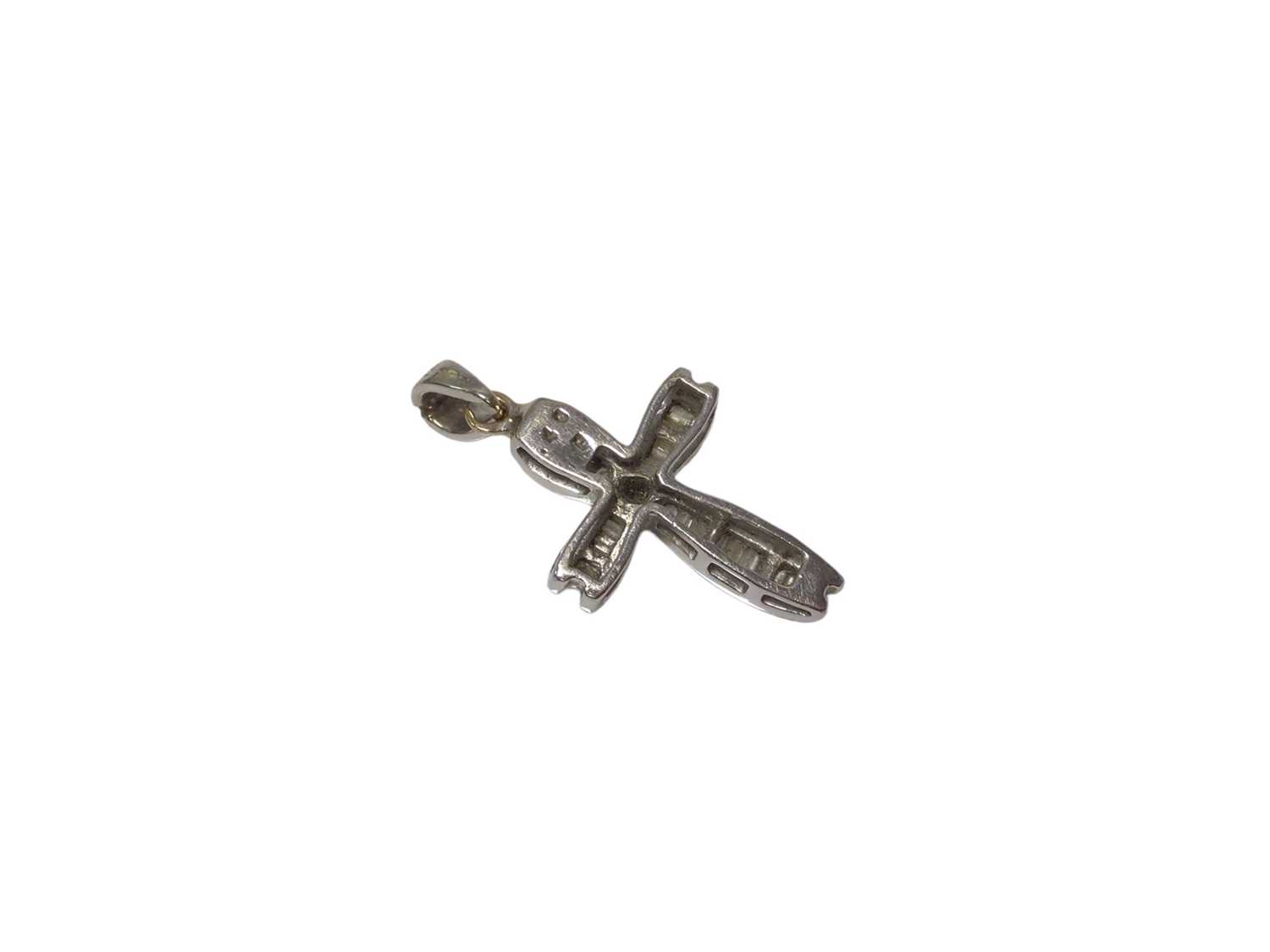 Diamond cross pendant with baguette cut diamonds estimated to weigh approximately 0.40cts in total, - Image 2 of 3