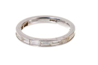 Platinum and diamond eternity ring with a band of baguette cut diamonds