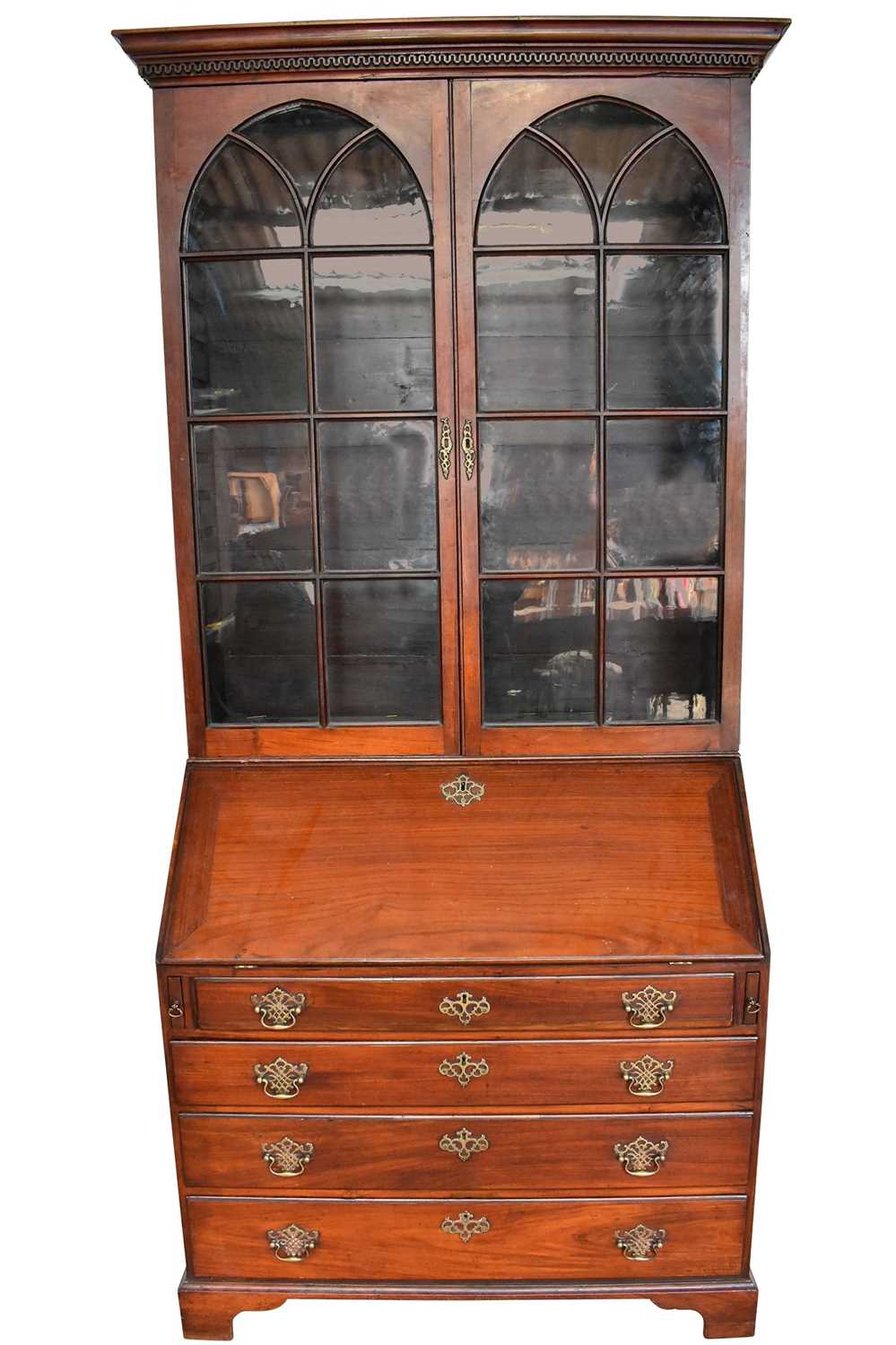 Unusual George III colonial hardwood bureau bookcase