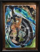 *Constance Stubbs (1927-2015) collage and mixed media on canvas - 'The Neap Tide', signed, 35.5cm x