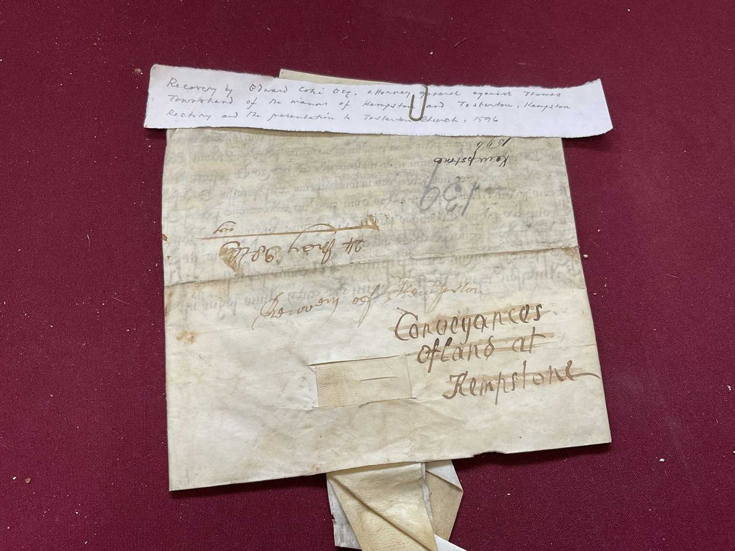 Of Norfolk and Sir Edward Coke (1552-1634) interest: Large archive of indentures on vellum and paper - Image 11 of 73