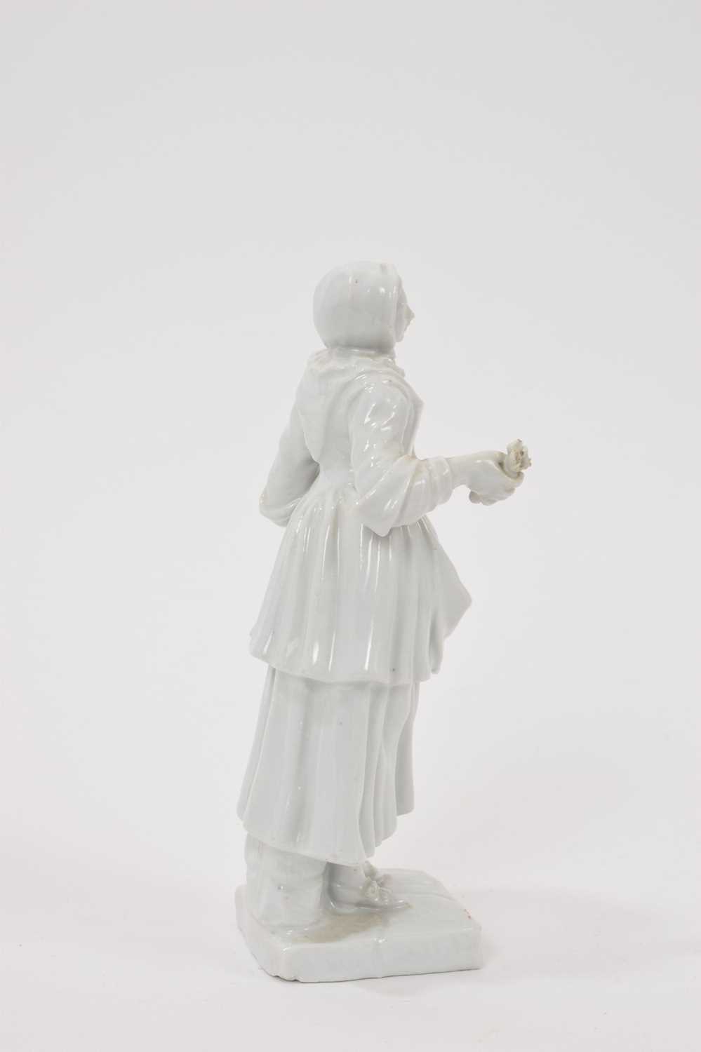 18th century white glazed porcelain figure on square base - Image 3 of 5