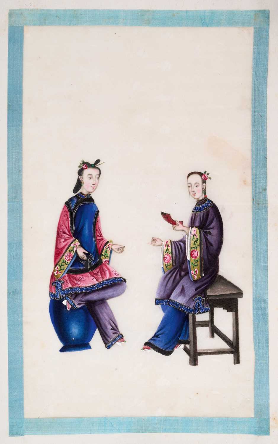 Album of antique Chinese rice paper paintings showing the production of silk - Image 2 of 27