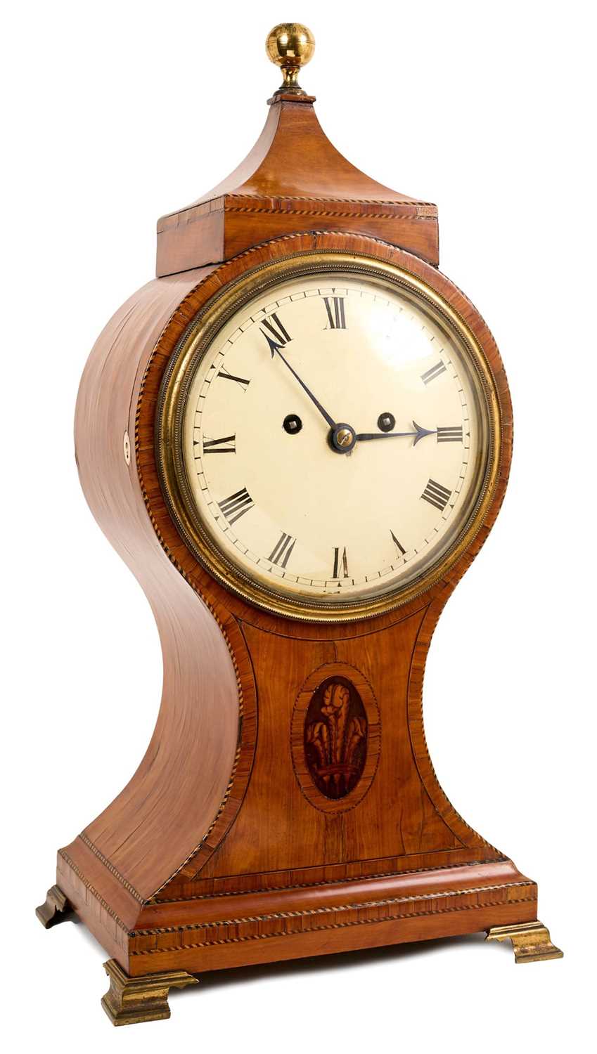 Fine Regency satinwood balloon form bracket clock signed Tregent, Strand, London