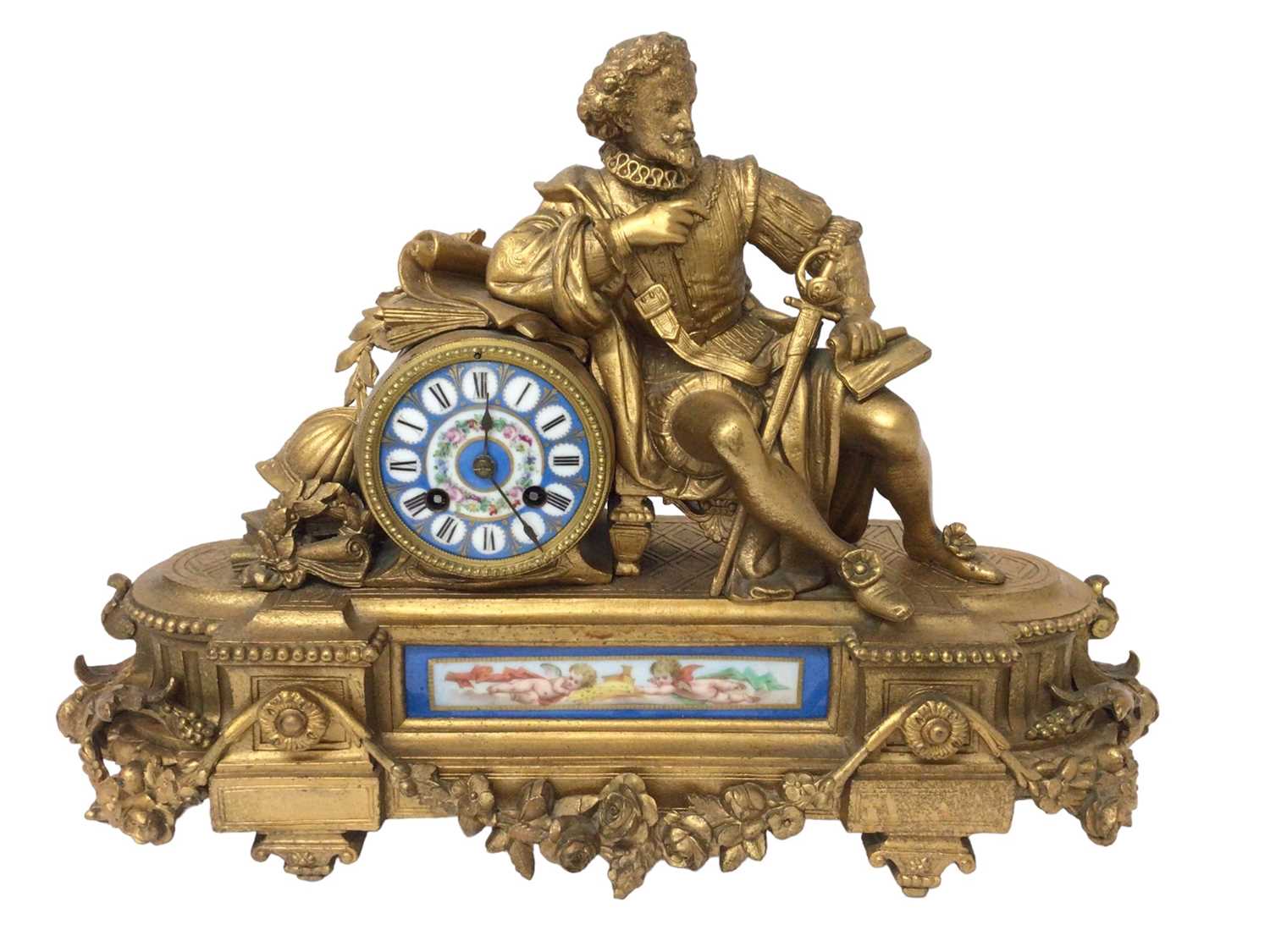 Late 19th century French gilt metal mantel clock