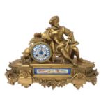 Late 19th century French gilt metal mantel clock