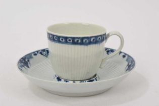 Worcester coffee cup and a trembleuse saucer, circa 1760