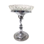 George V Elkington silver plated centrepiece, the column in the form of a winged cherub holding the