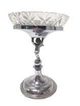George V Elkington silver plated centrepiece, the column in the form of a winged cherub holding the