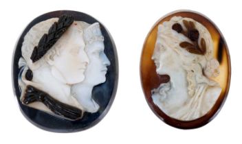 Two antique carved hardstone cameos