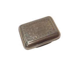 George III silver vinaigrette of rectangular form, with engraved decoration