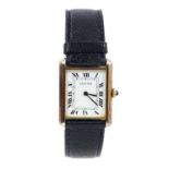 Cartier silver gilt Tank wristwatch with manual wind movement