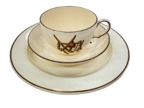 Wedgwood creamware plate, painted with agricultural implements, and a similar teacup and saucer