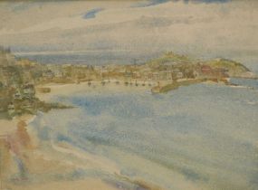 Amy Watt (1900-1956) watercolour - St Ives harbour, signed, 22 x 30cm,