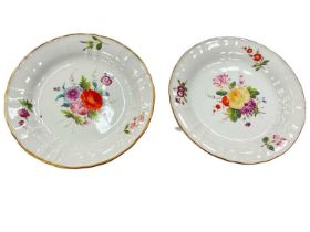 Pair of Wedgwood bone china plates, painted with flowers