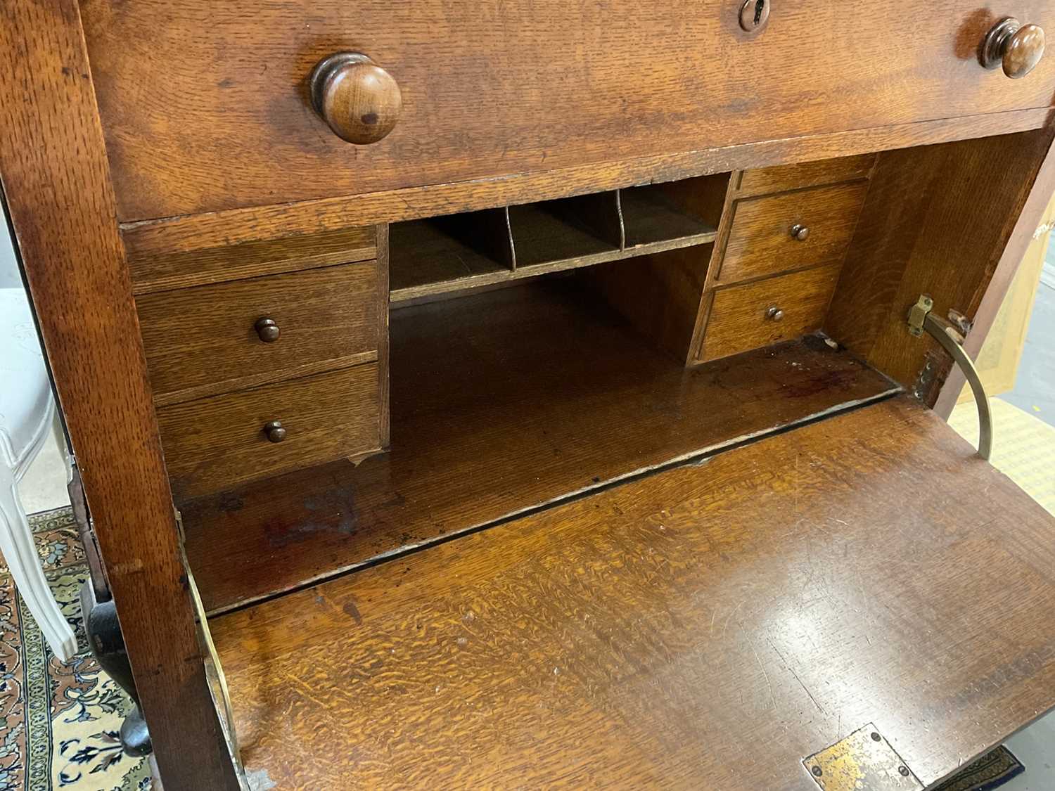 Early 19th century brown oak narrow secretaire chest - Image 3 of 6