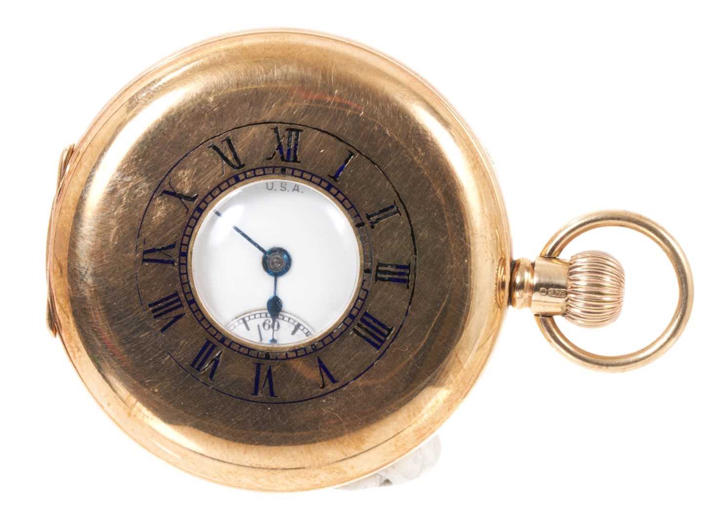 Gentlemens 9ct gold half hunter pocket watch by Waltham - Image 2 of 3