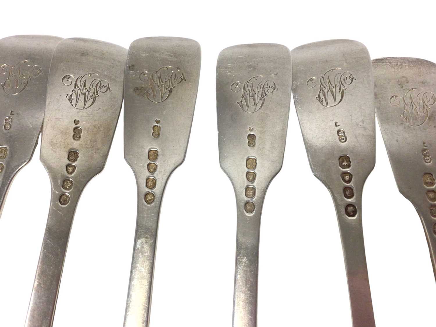 Set 12 Victorian silver Fiddle pattern forks - Image 3 of 3