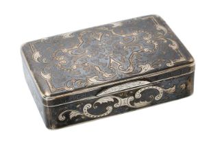 19th century Russian silver niello work snuff box