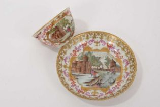 Chinese Meissen-style tea bowl and saucer