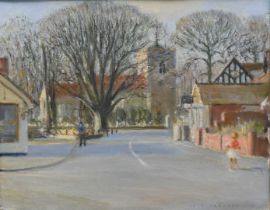 Fid Harnack (1897-1983) oil on board - Mersea Island street scene and another view of Mersea
