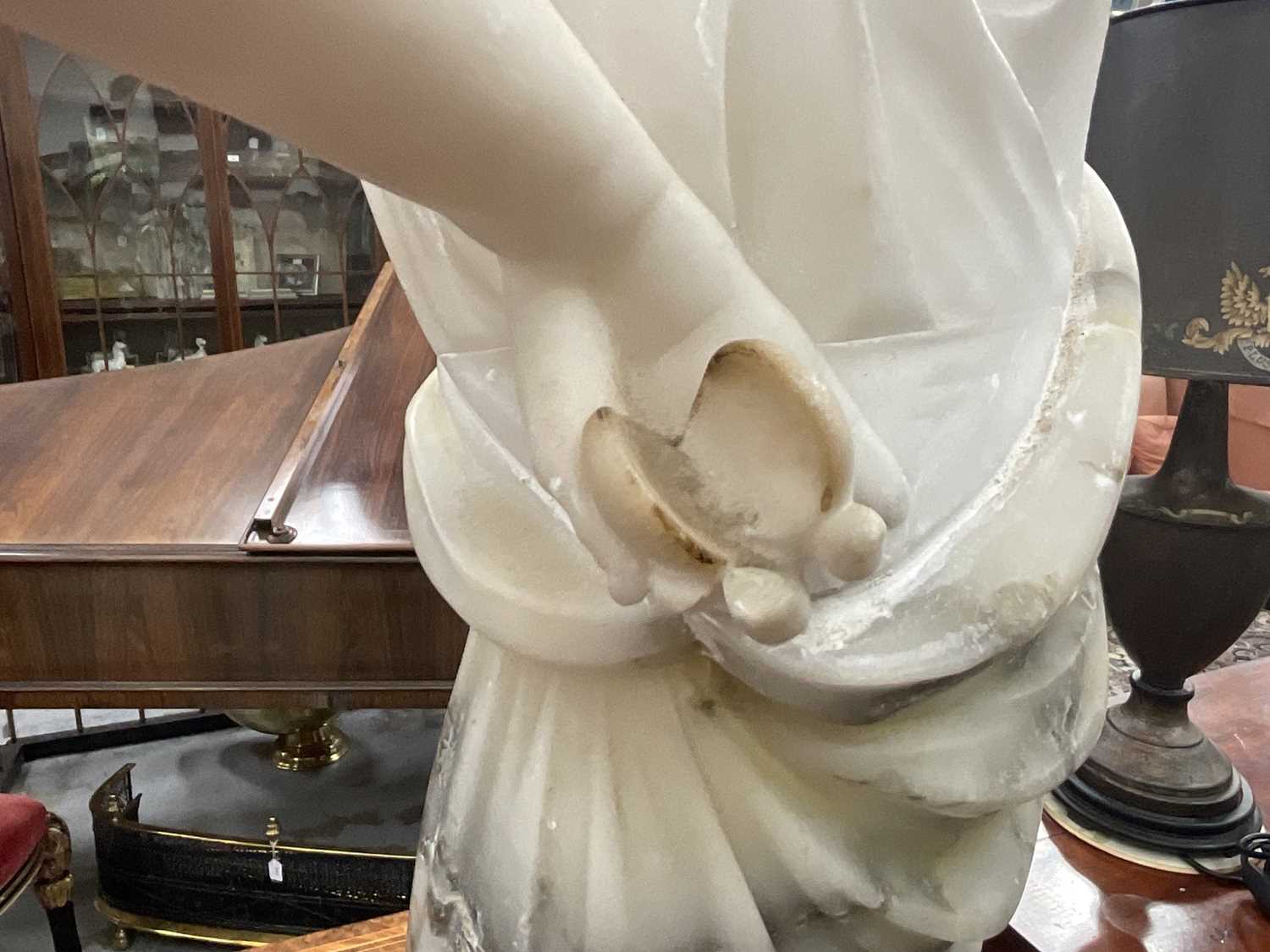 Large late 19th/early 20th century carved alabaster sculpture of a female dancer - Image 3 of 17