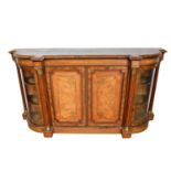 Fine quality Victorian inlaid burr walnut veneered and ormolu mounted credenza