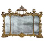 Fine 18th century Chinese Chippendale influenced giltwood overmantel mirror