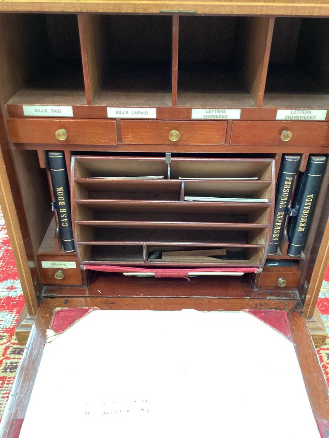 Edwardian limed mahogany desk secretaire - Image 4 of 8