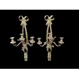 Pair of large rococo style ormolu wall lights