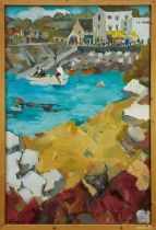 Lynn Bushell (b.1946) oil on canvas - The Slipway Carteret, signed, 91cm x 61cm, framed