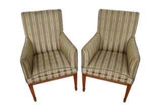 Pair of Edwardian satinwood armchairs