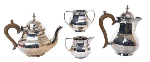Early 20th century four piece tea set, in the George 1 style.