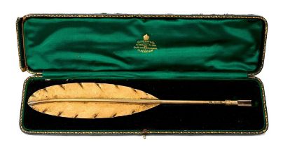 Edwardian silver gilt presentation quill