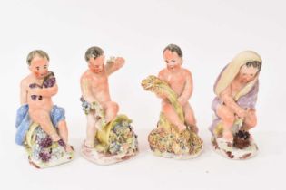 Set of four unusual Continental porcelain figures, emblematic of the Seasons, circa 1760