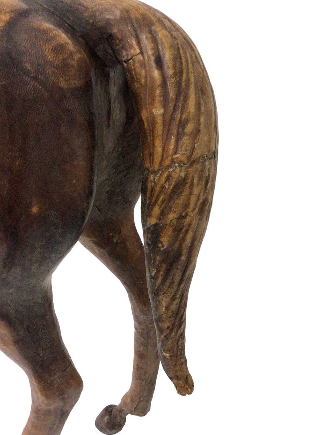 Large leather covered wooden horse in the style of Liberty - Image 5 of 10