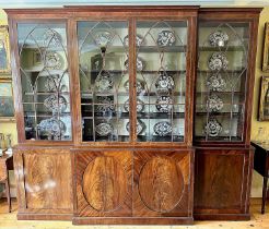 Regency mahogany and boxwood strung breakfront bookcase