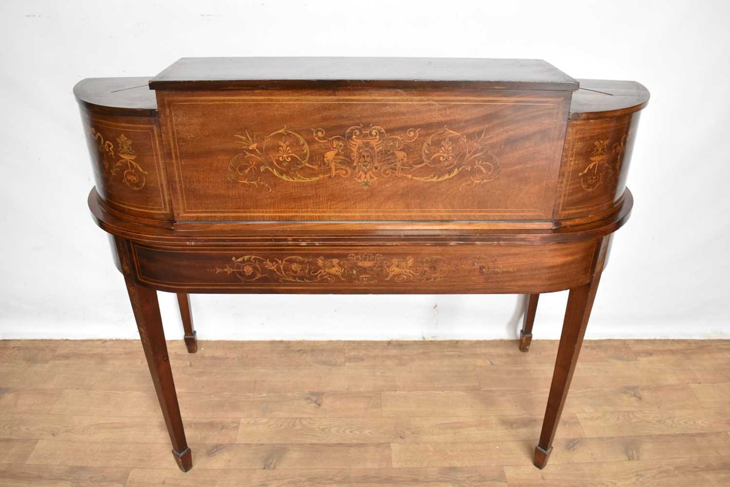 Edwardian mahogany and marquetry Carlton House desk - Image 12 of 27