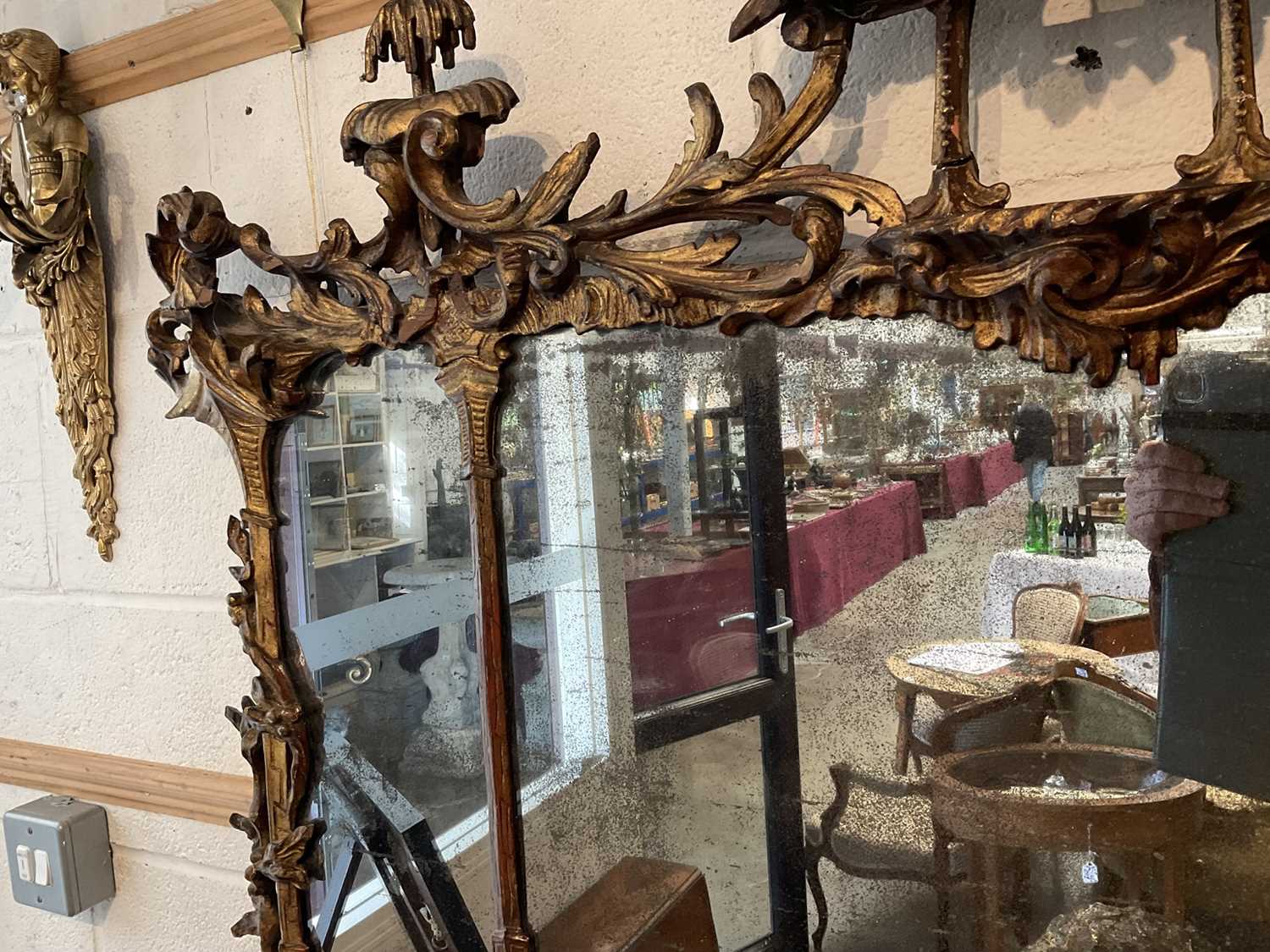 Fine 18th century Chinese Chippendale influenced giltwood overmantel mirror - Image 18 of 29
