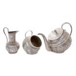 Indian Kang - type three piece silver teaset