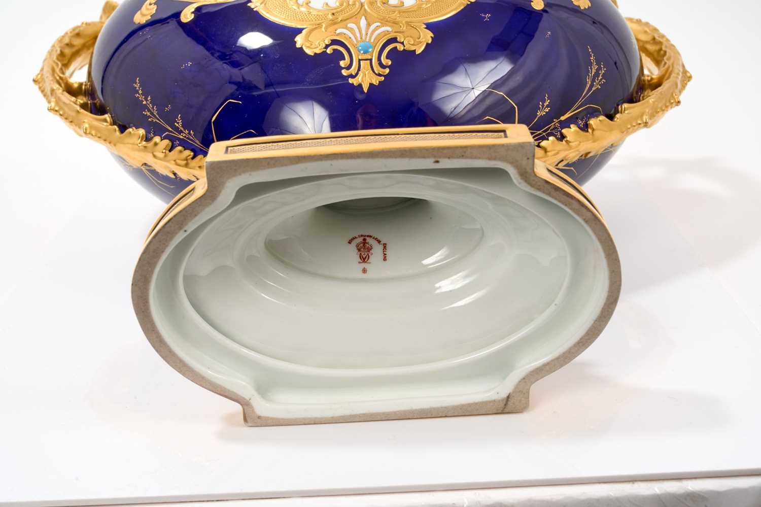 Royal Crown Derby large two handled vase painted by Albert Gregory, marks for 1915 - Image 3 of 3