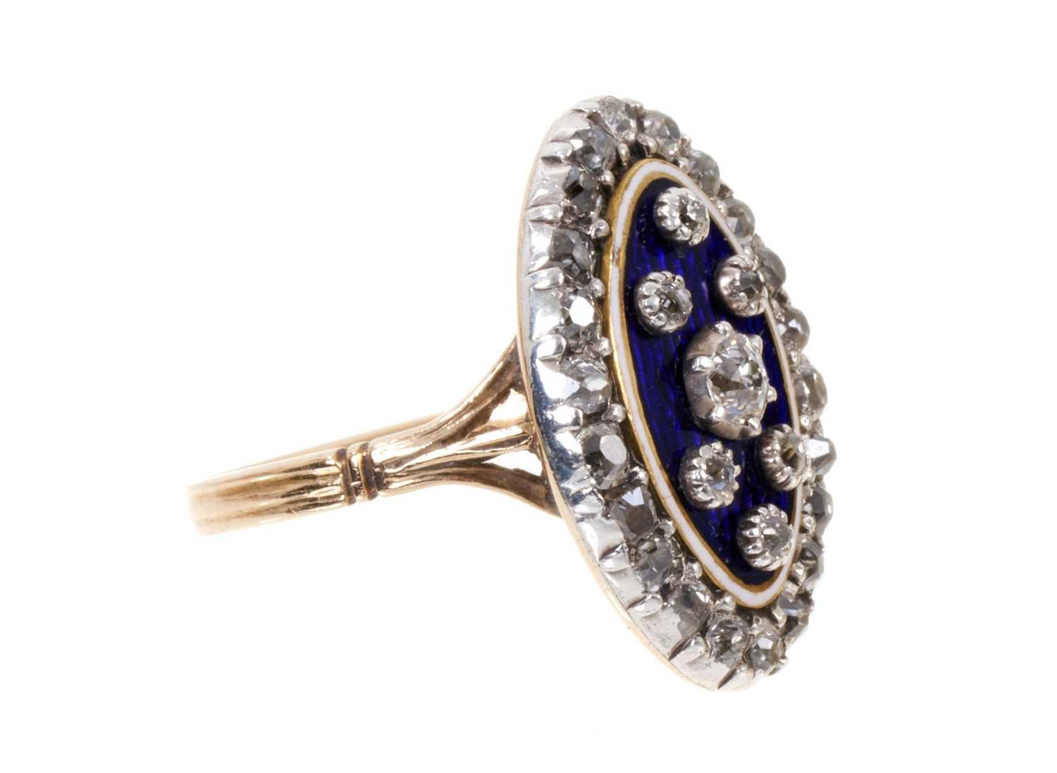George III diamond and enamel navette form ring - Image 2 of 3