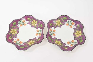 Pair of Wedgwood pearlware hexagonal dishes, circa 1820, pattern number 1243